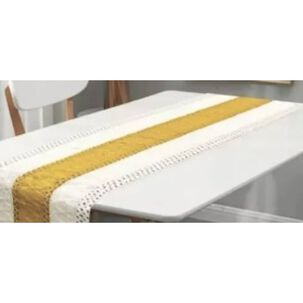 Camino De Mesa Decorativo Dise&ntilde;o Tejido Encaje Mesa Comedor Amarillo