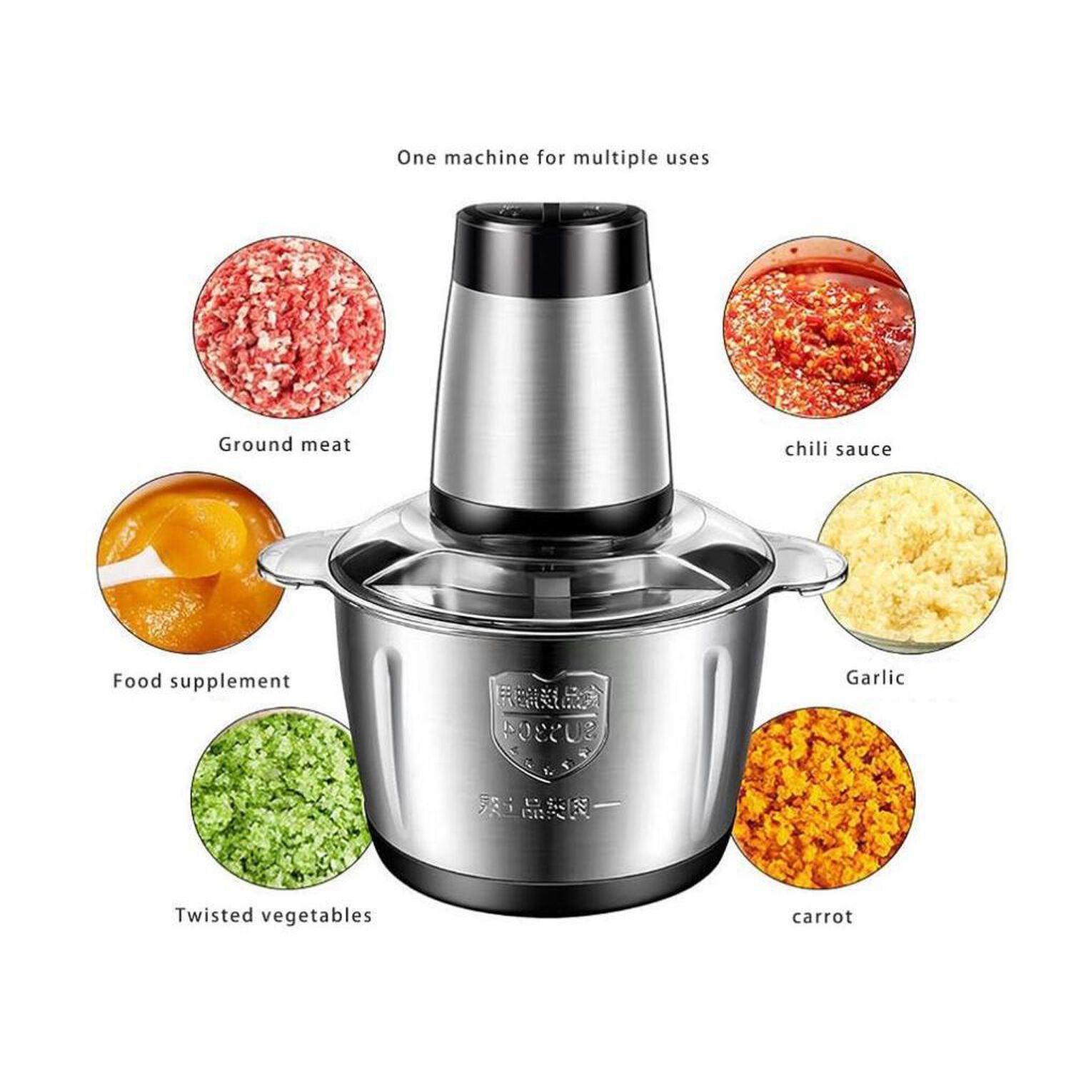 Triturador Picador De Alimentos Acero Inox 3litros image number 5.0