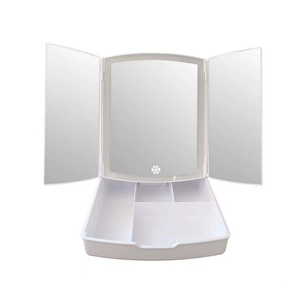 Espejo De Maquillaje Plegable Con Luces Led Con Cajon image number 1.0