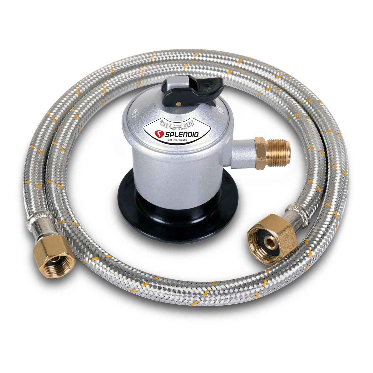 Regulador De Gas Licuado + Flexible 3/8&rsquo;&rsquo; A 1/2&lsquo;&rsquo; Splendid image number 0.0