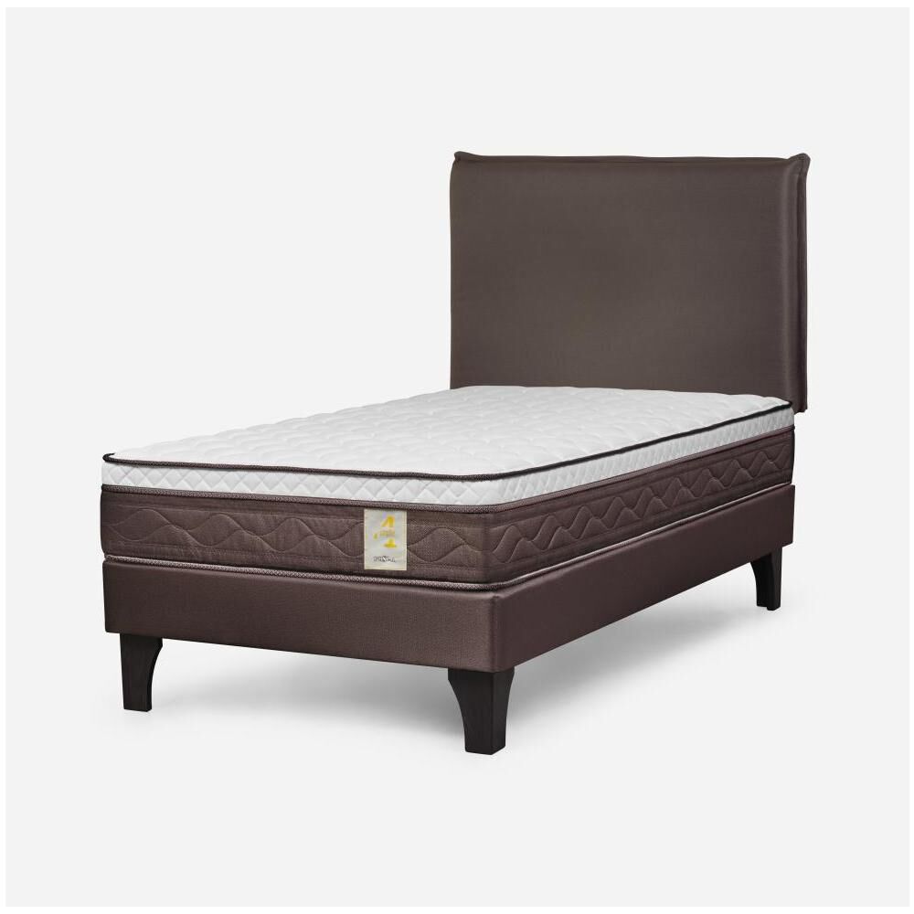 Cama Europea Rosen New Style 4 Plus / 1.5 Plazas / Base Normal  + Respaldo Maurice Chocolate image number 2.0