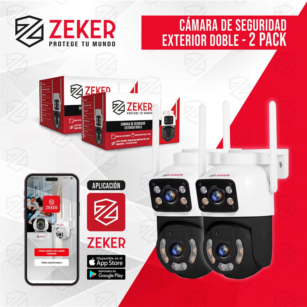 Pack X2 C&aacute;mara De Seguridad 2.4g Zeker Doble 4mp Impermeable image number 9.0