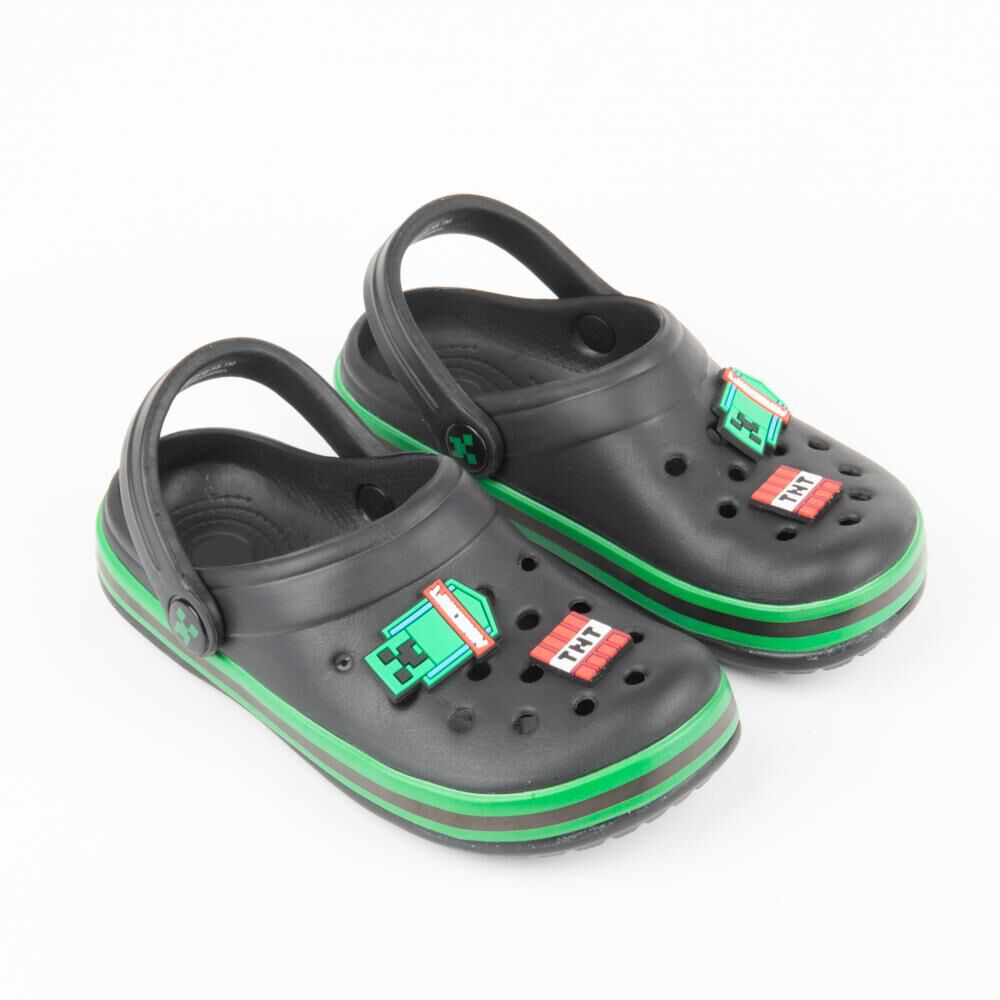 Sandalia Niño Icono Minecraft Negro/verde image number 1.0