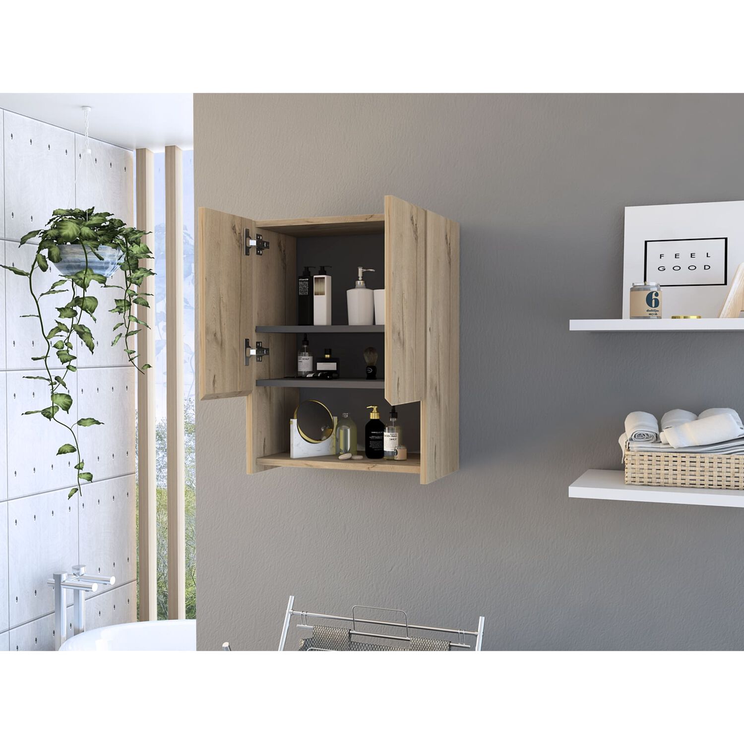Botiquin 2 Puertas 60x45x25 Cm Caf&eacute; Claro Y Gris image number 7.0