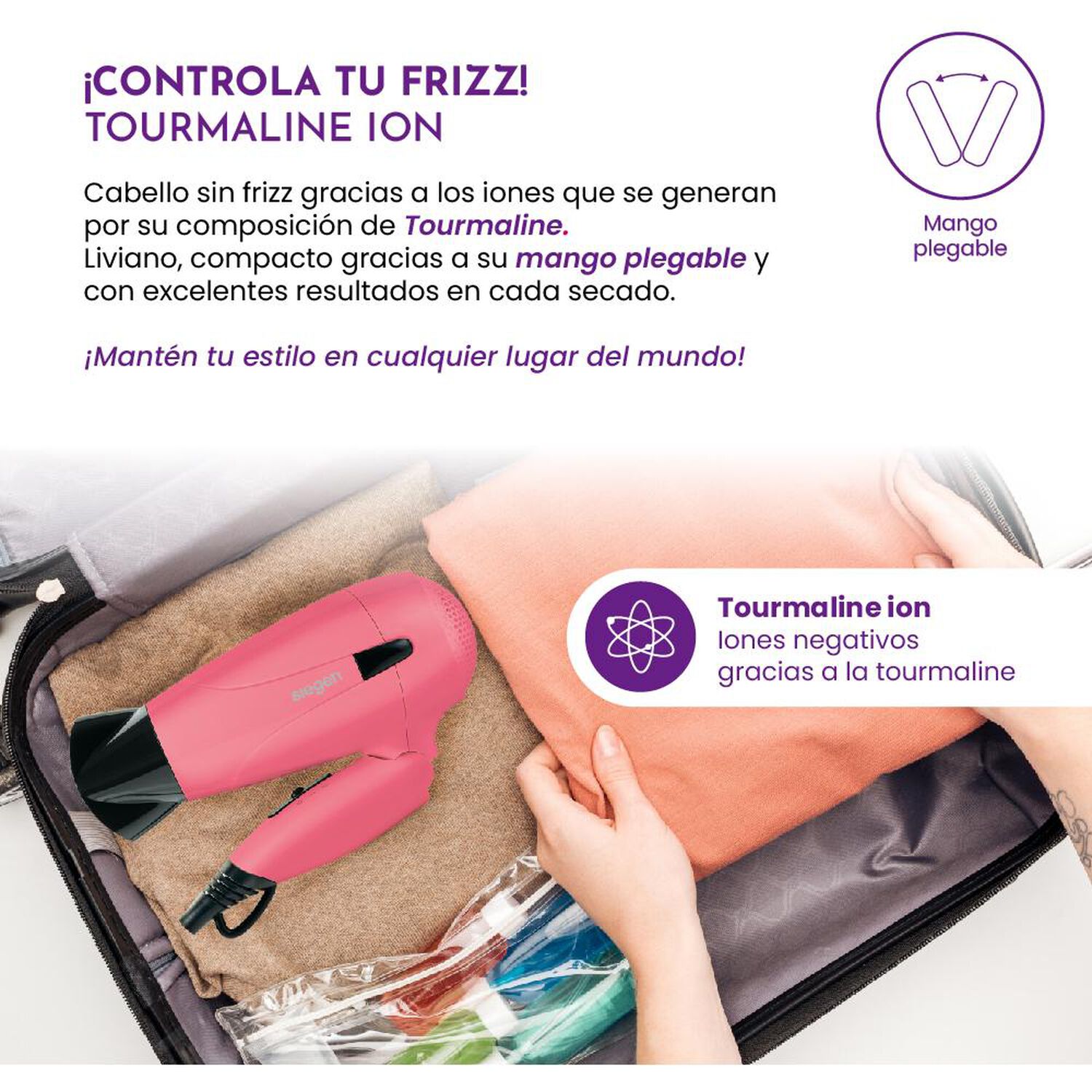 Secador De Pelo Siegen Let's Go Travel SG-3012C58 image number 4.0