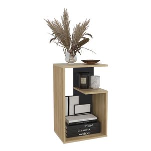 Mesa Lateral 63,4x39,8x30 Cm Cafe Claro Y Negro