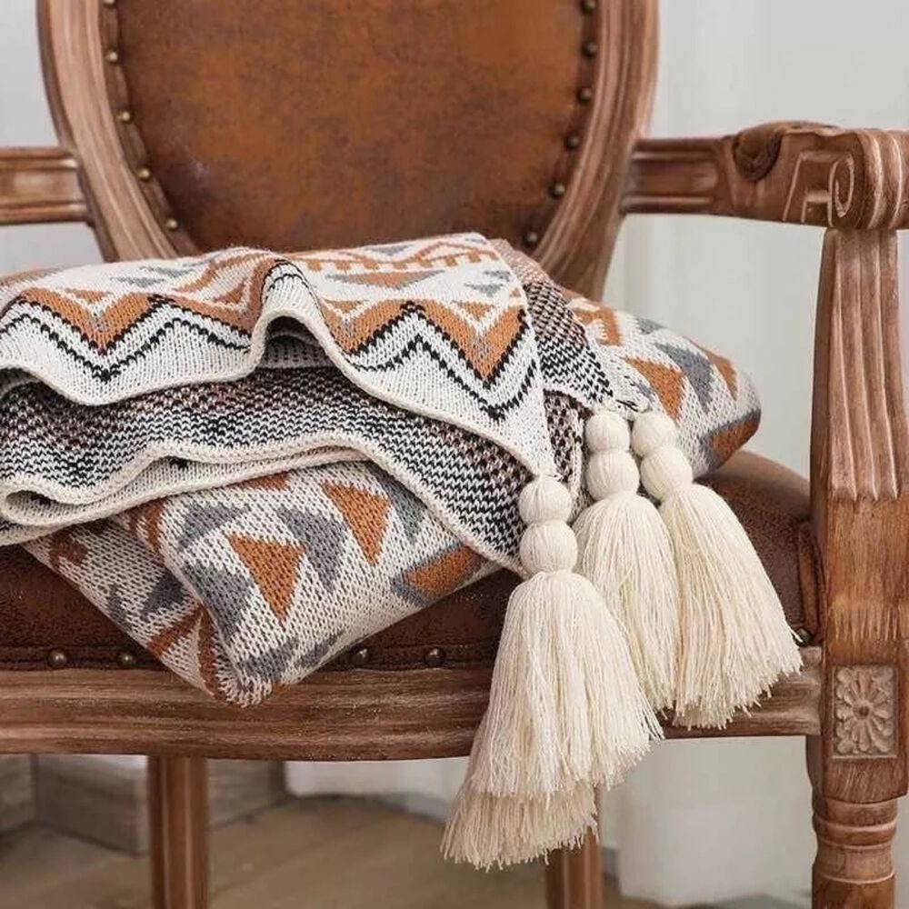 Manta Decorativa Tejida Bohemia Para Sillón Y Cama image number 2.0