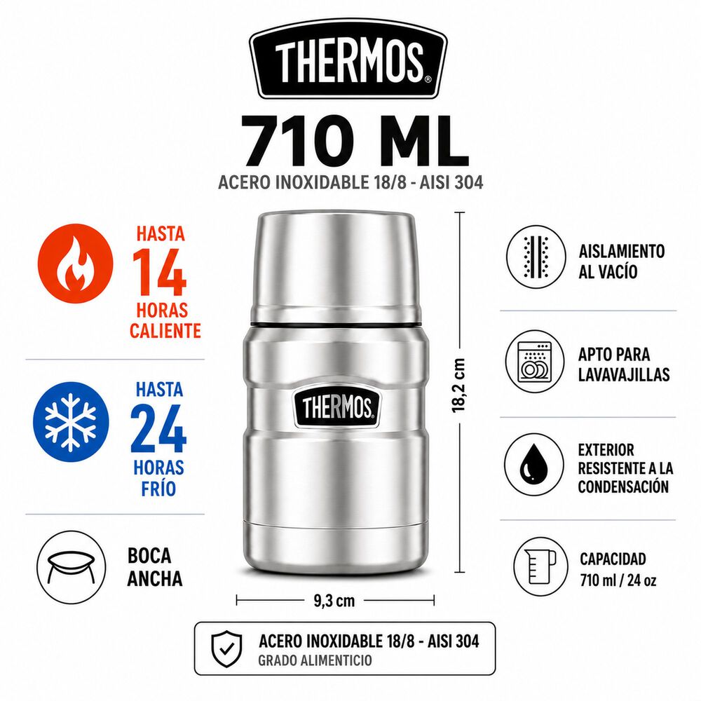 Termo De Comida Inox Thermos King 700ml Negro image number 7.0