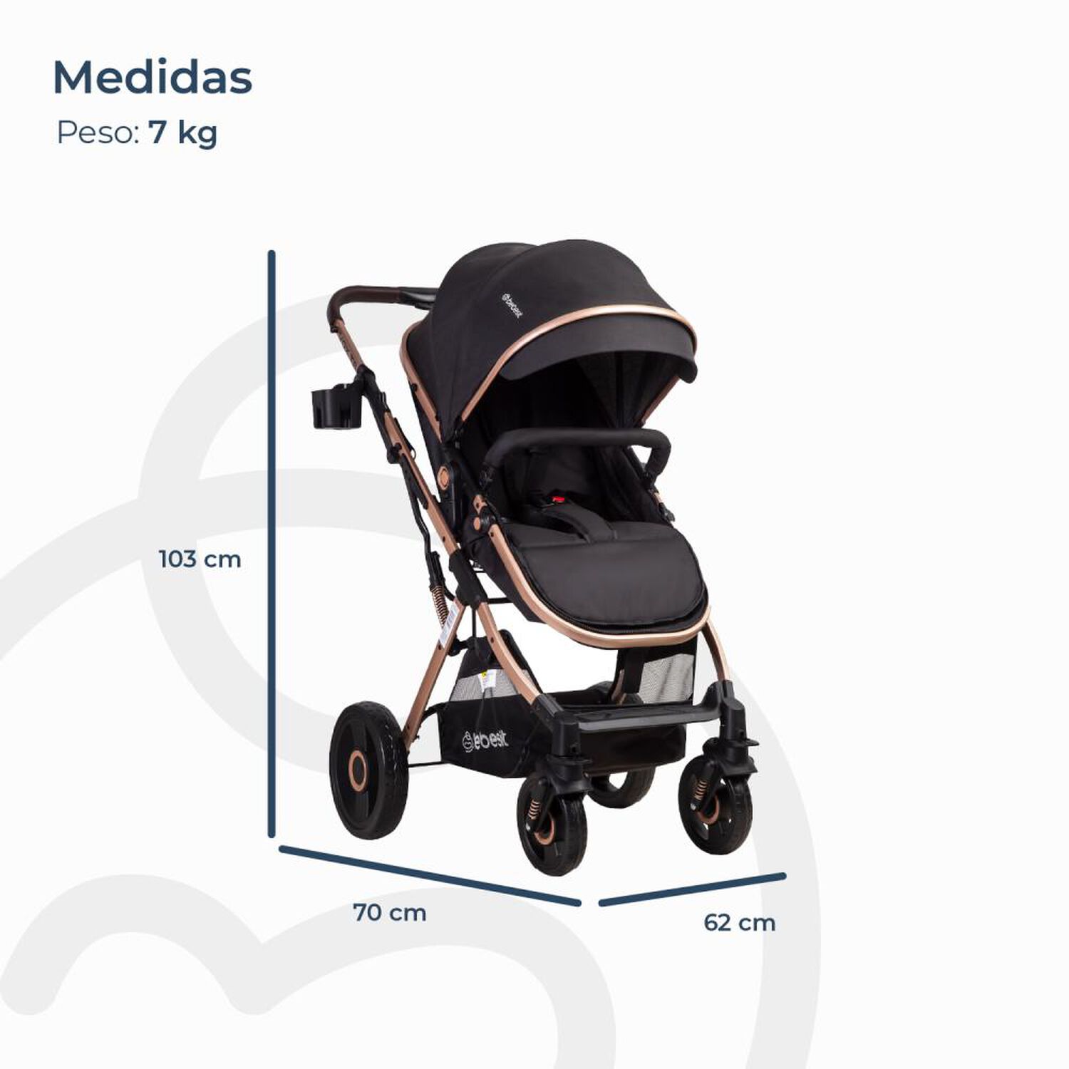 Coche Cuna Paseo Bebesit Vox Gold Negro image number 6.0