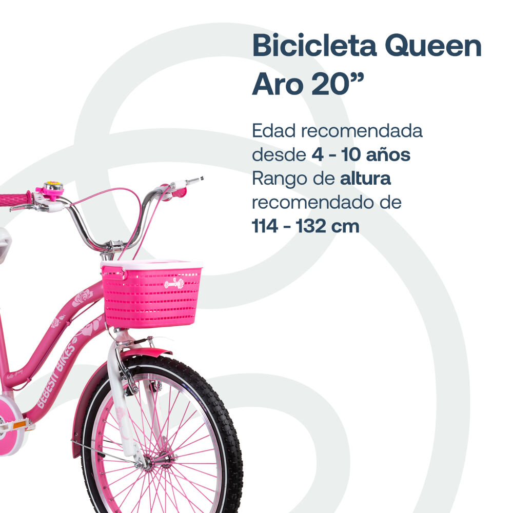 Bicicleta Infantil Queen Aro 20 Rosada Bebesit image number 1.0