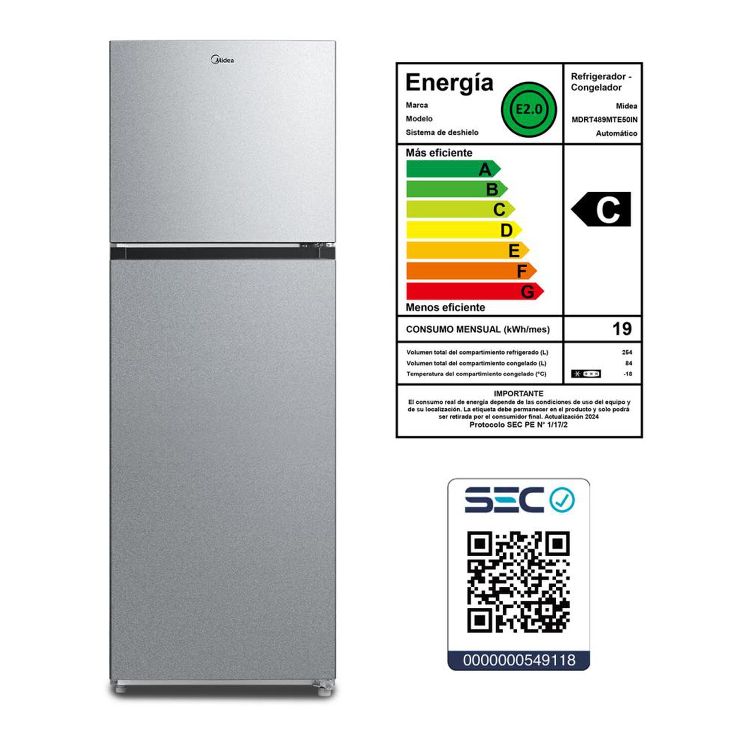Refrigerador Top Freezer Midea MDRT489MTE50IN / No Frost / 338 Litros / C image number 6.0