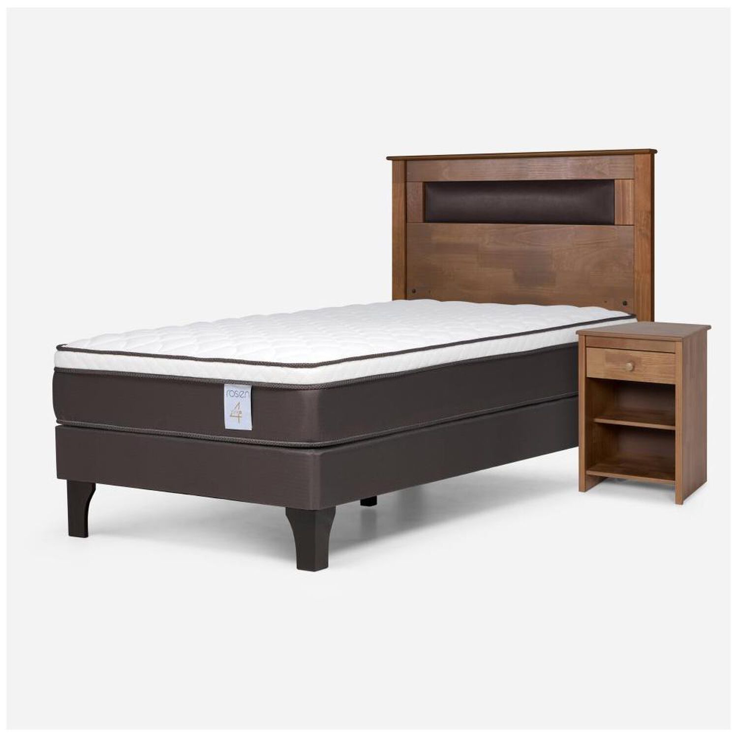 Cama Europea Rosen New Style 4 Plus / 1.5 Plazas / Base Normal + Set De Maderas Ferrara image number 1.0