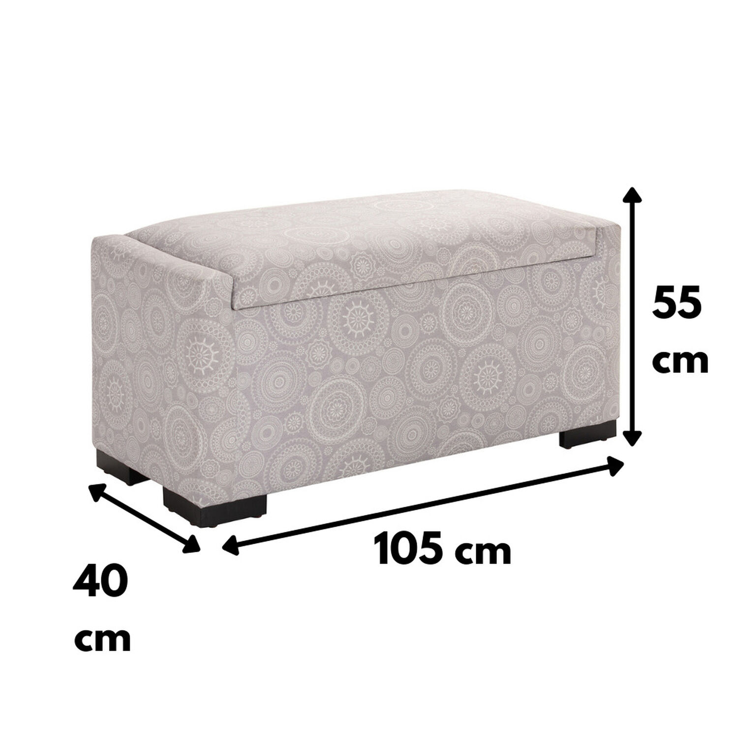 Banqueta Con Ba&uacute;l Leyzy Mandala Estampado 40x55x105 Cm M&aacute;xima Design image number 4.0