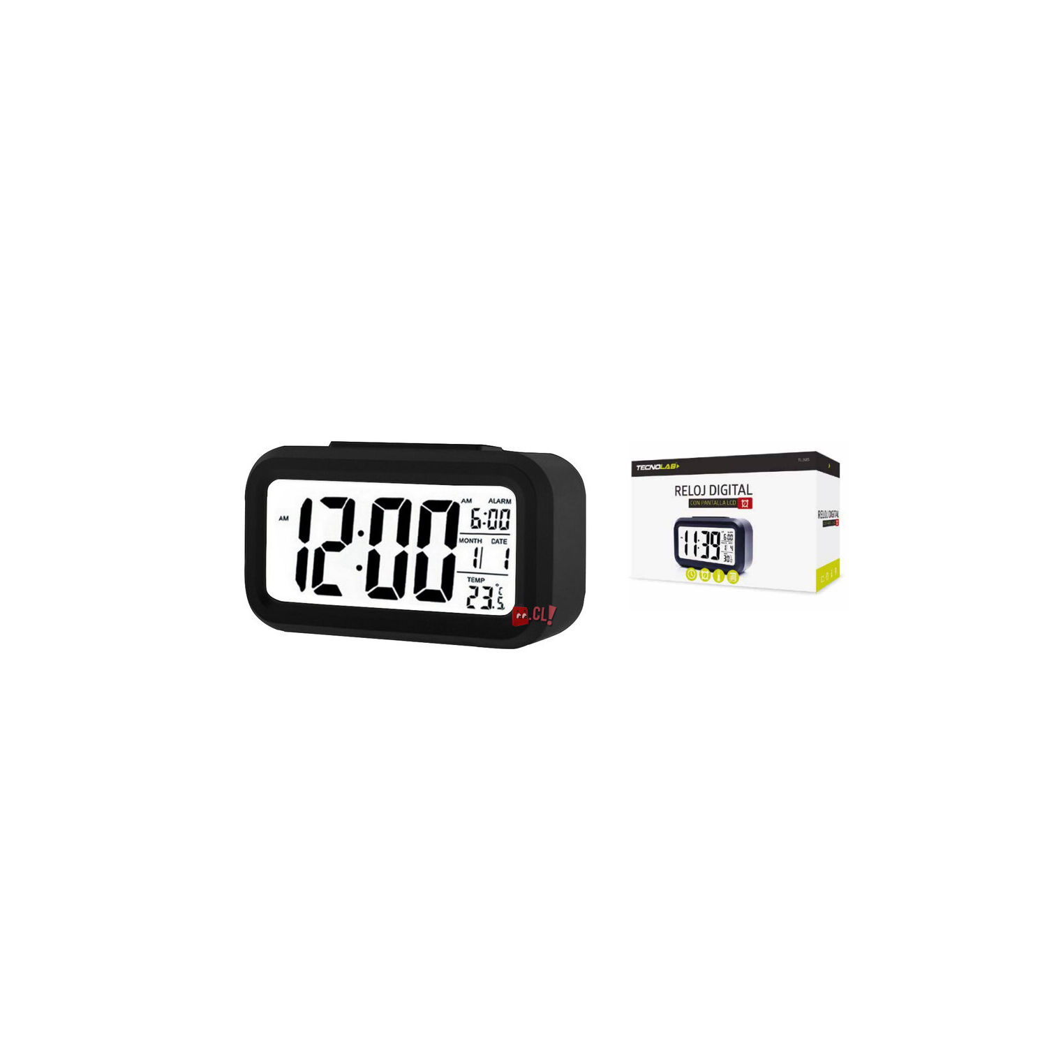 Reloj Despertador Pantalla Lcd Fecha Y Calendario Negro - Ps image number 1.0