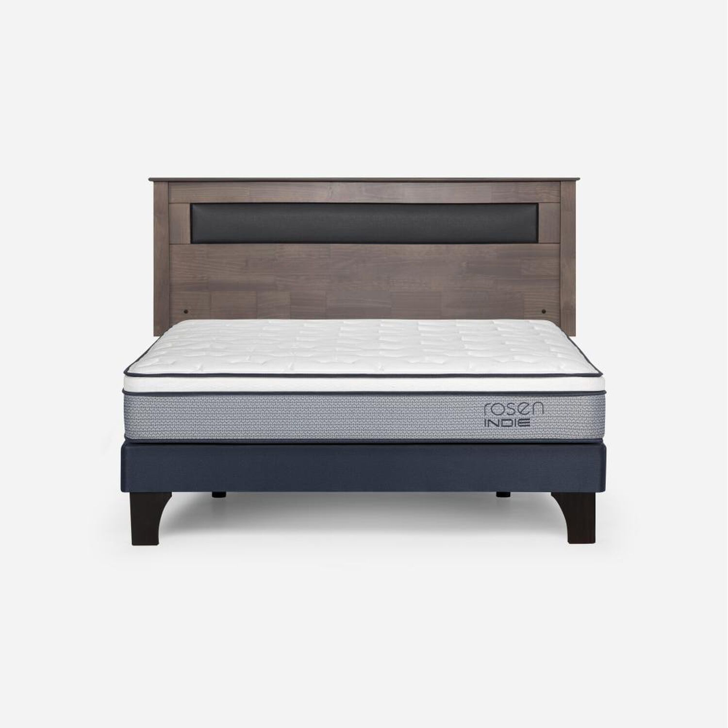 Cama Europea Rosen Indie / 2 Plazas / Base Normal  + Respaldo Ferrara Gris image number 0.0