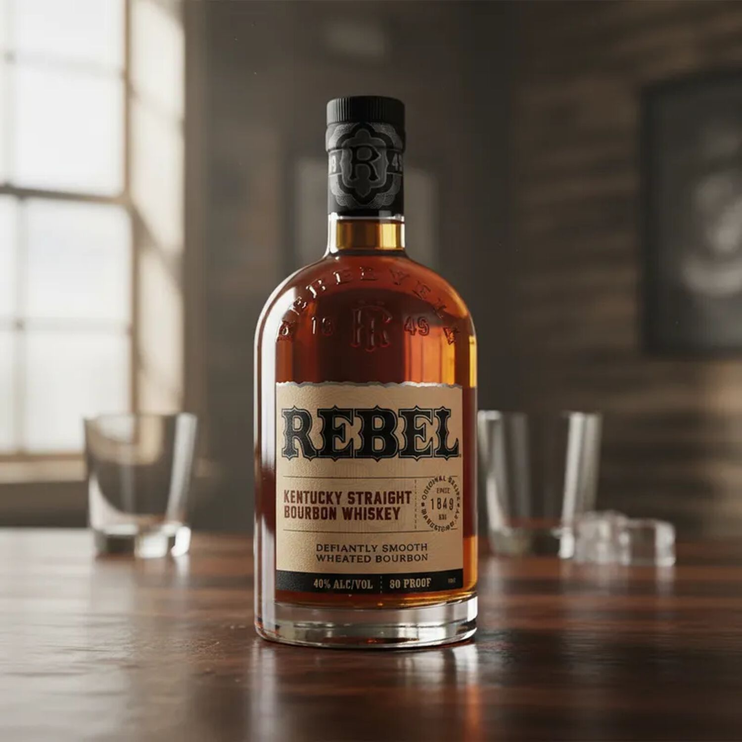 Rebel 80 Proof Kentucky Straight Bourbon Whiskey 750ml image number 1.0