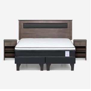 Cama Europea Rosen New Style 6 / 2 Plazas / Base Dividida  + Set Maderas Ferrara Gris