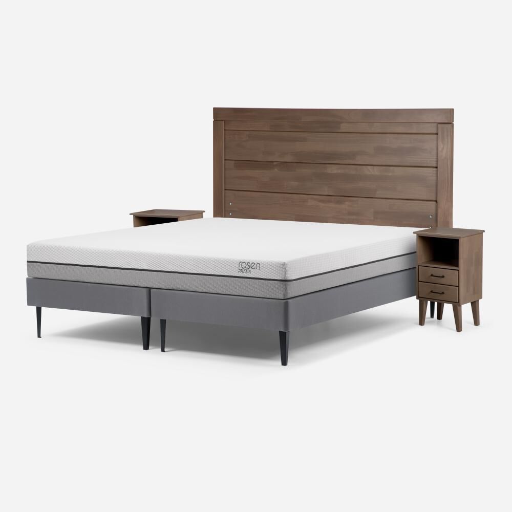 Cama Europea Rosen Pratta / 2 Plazas / Base Dividida + Set De Maderas Sicilia + Cómoda Harland image number 1.0