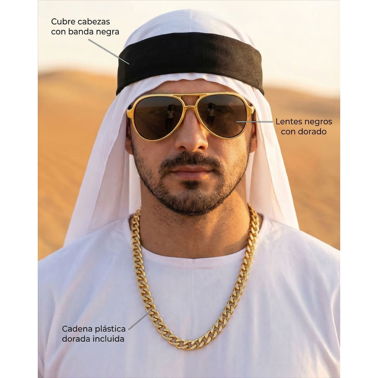 Disfraz Cosplay Jeque Arabe Adulto Halloween Tunica image number 4.0