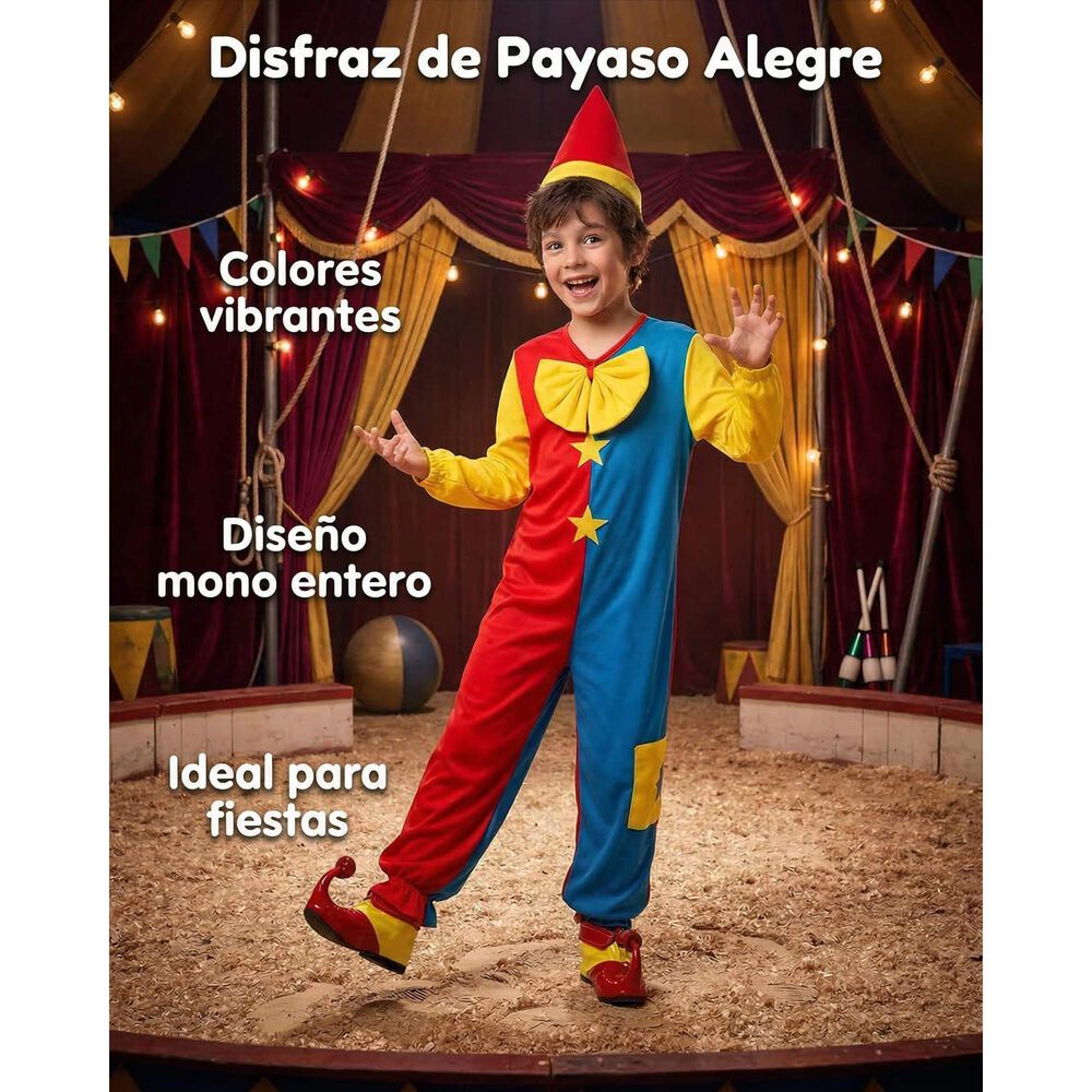 Disfraz Cosplay Payaso Buf&oacute;n Ni&ntilde;o image number 8.0