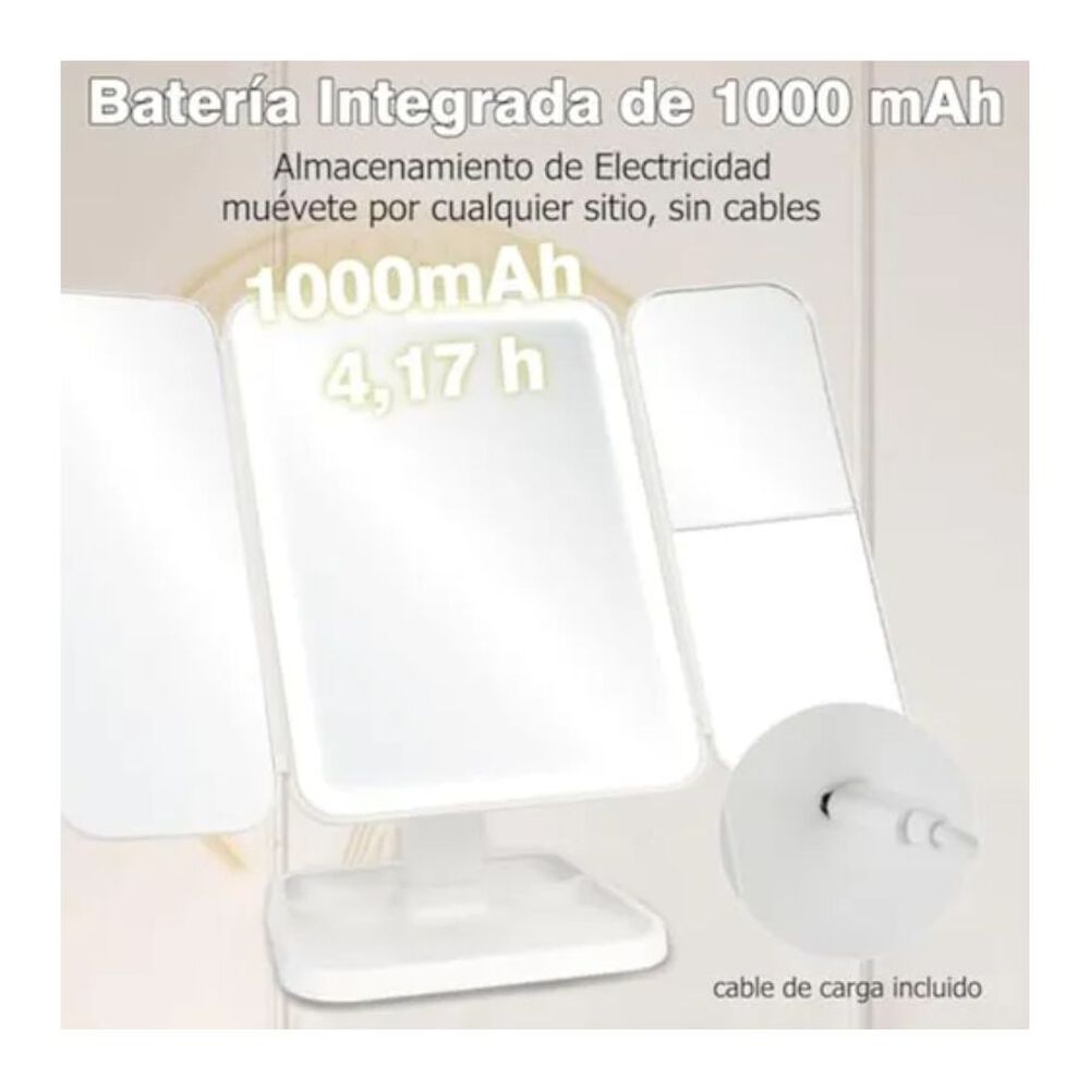 Espejo Con Luz Recargable Para Maquillaje image number 3.0