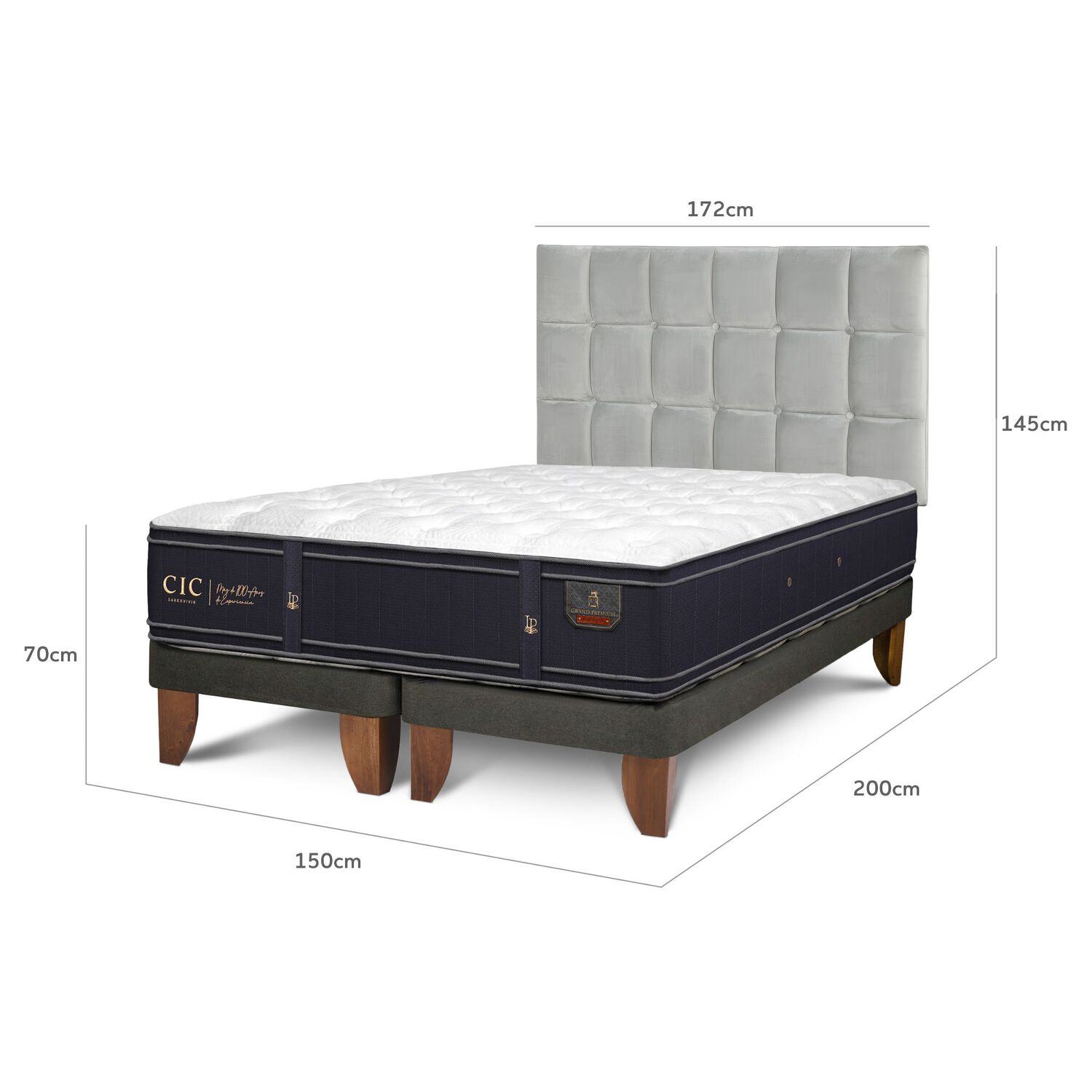 Cama Europea Cic Grand Premium / 2 Plazas / Base Dividida + Respaldo image number 2.0