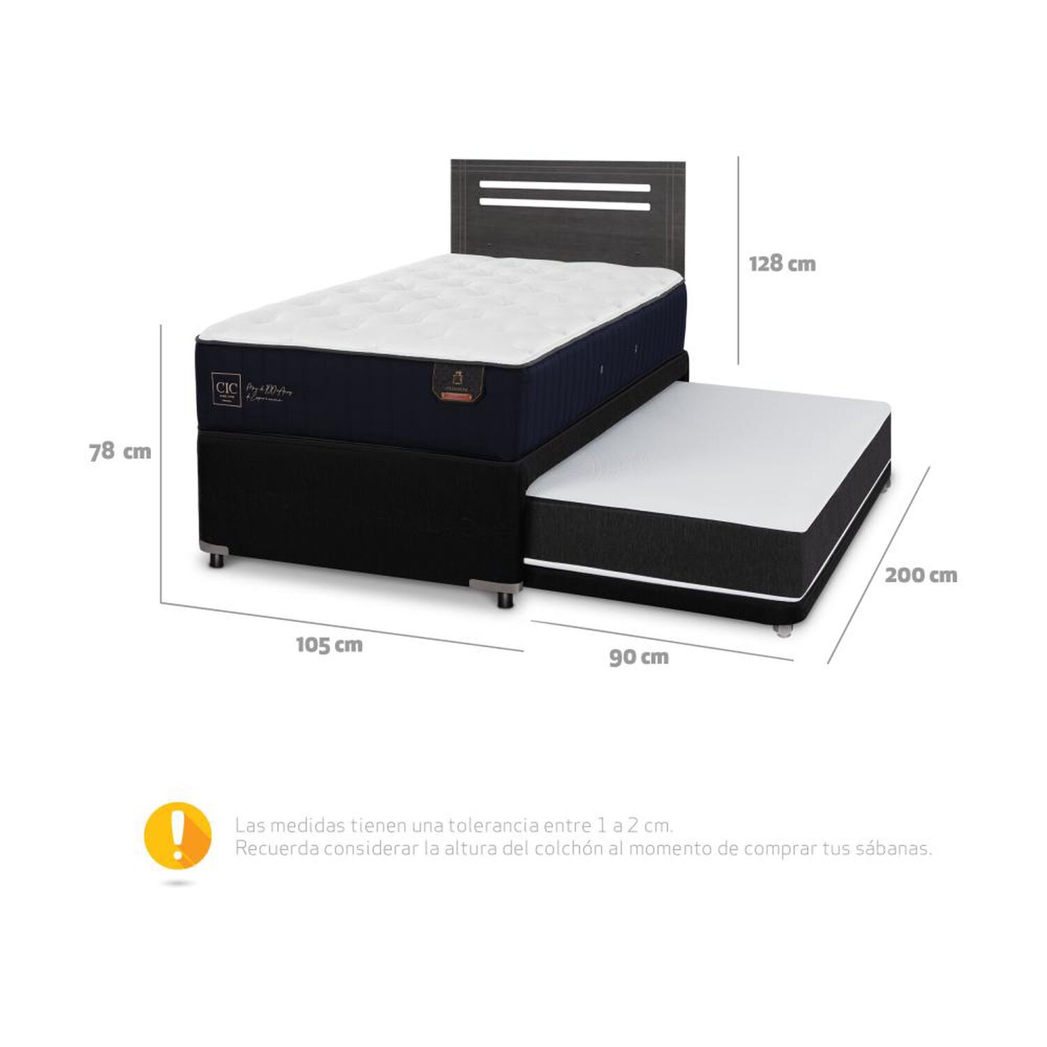 Cama Nido Cic Premium / 1.5 Plazas / Base Normal + Respaldo image number 3.0