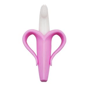 Mordedor De Encia Con Cepillo Para Bebe Banana Rosa