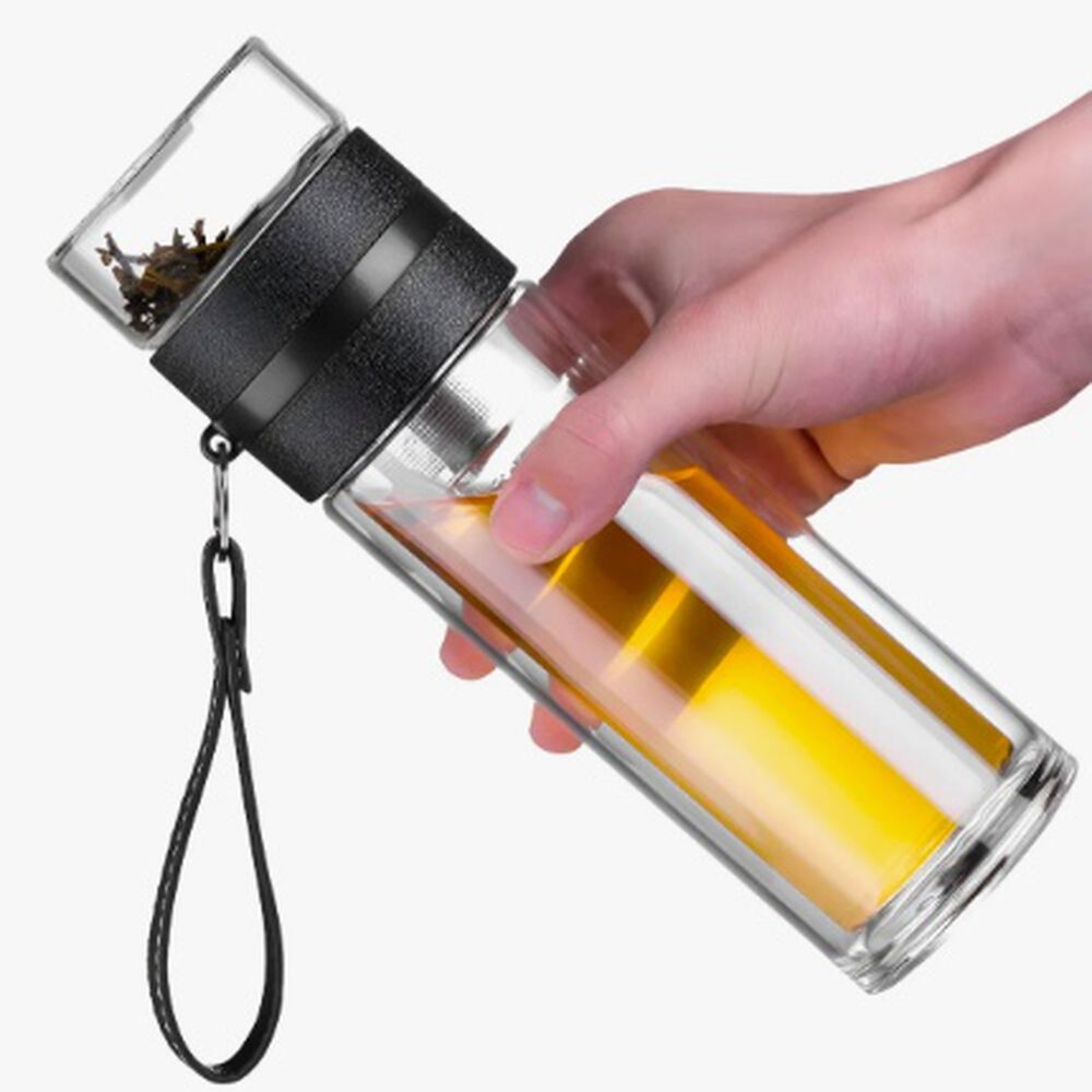 Botella Infusor Vidrio Borosilicato Infusi&oacute;n Separado De T&eacute; Blanco image number 0.0