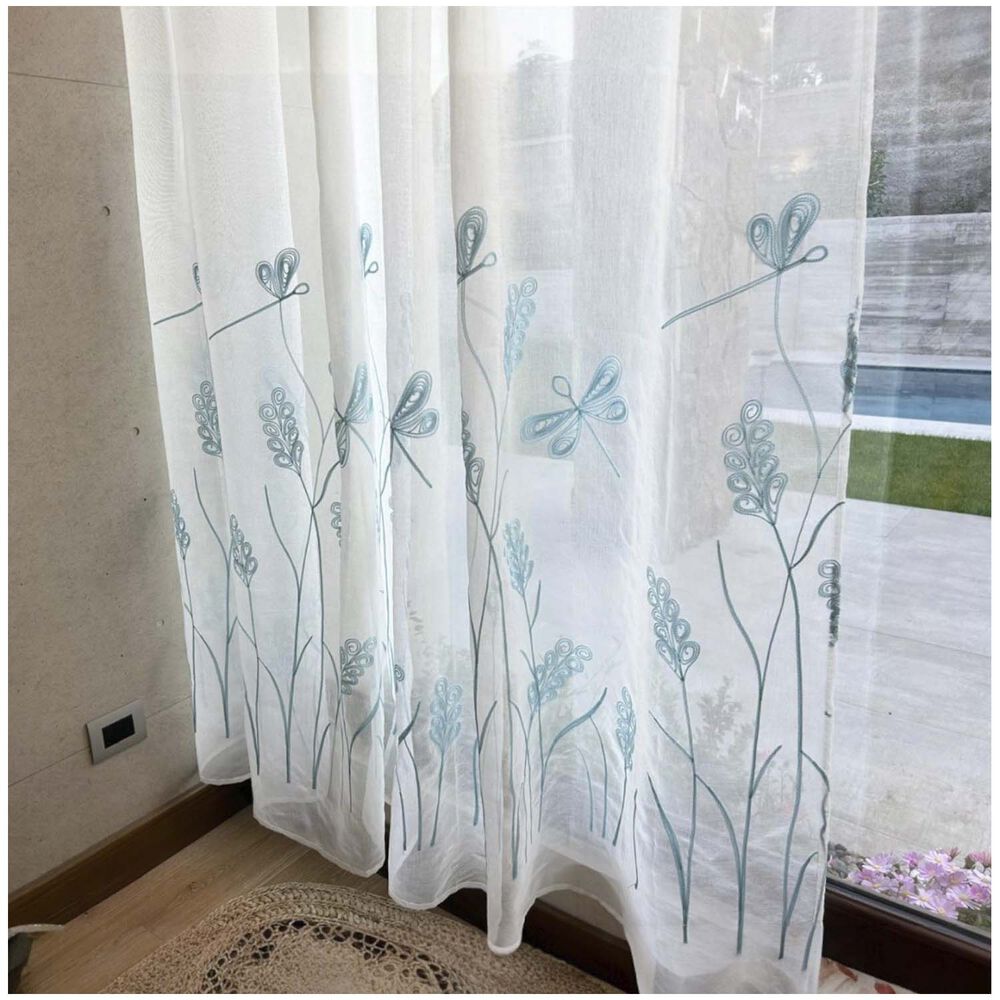 Set De 02 Visillos Bordados Con Argollas 140x230 Cm Mod06 image number 2.0