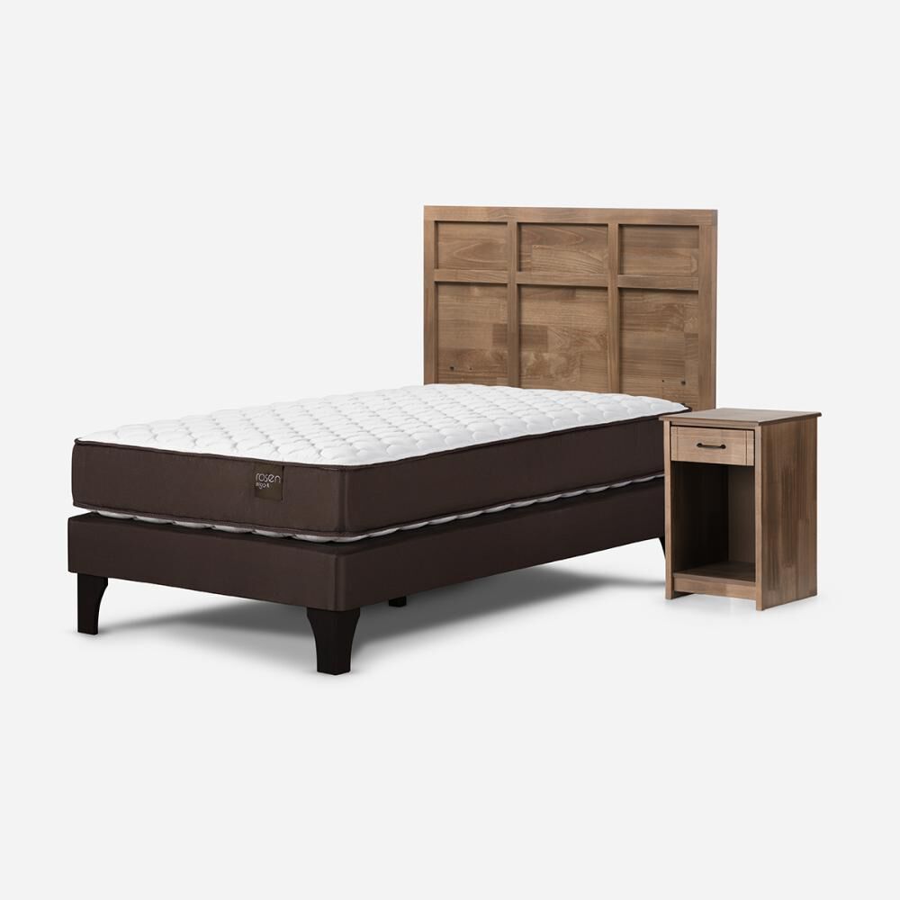 Cama Europea Rosen Ergo T / 1.5 Plazas / Base Normal + Set De Maderas Robin Tostado image number 0.0