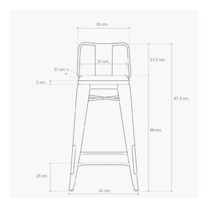 Pack 4 Taburetes Tolix Madera Clara (66cm)