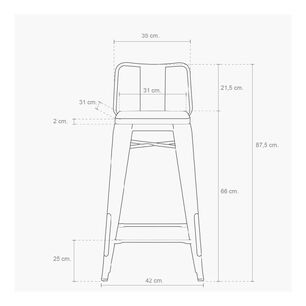 Pack 4 Taburetes Tolix Madera Clara (66cm)