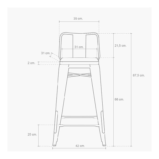 Pack 4 Taburetes Tolix Madera Clara (66cm)