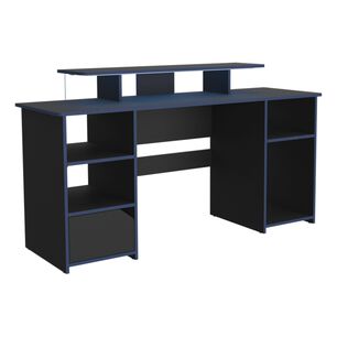 Escritorio Gamer 1 Puerta Fm-045a Negro Y Azul