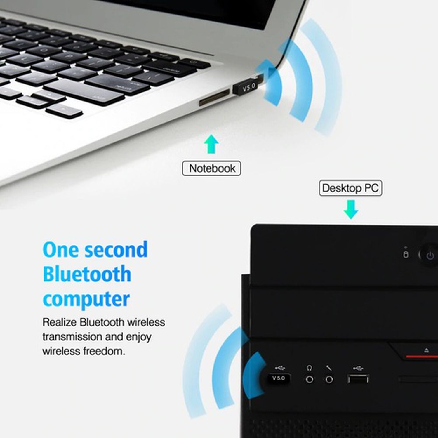 Adaptador Transmisor Receptor Usb Bluetooth 5.0 Para Pc Notebook Inalambrico image number 2.0