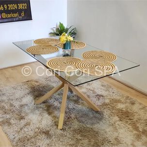 Juego De Comedor Madrid 140x80cms + 6 Sillas Mariposa Ecocuero Wood Cafe