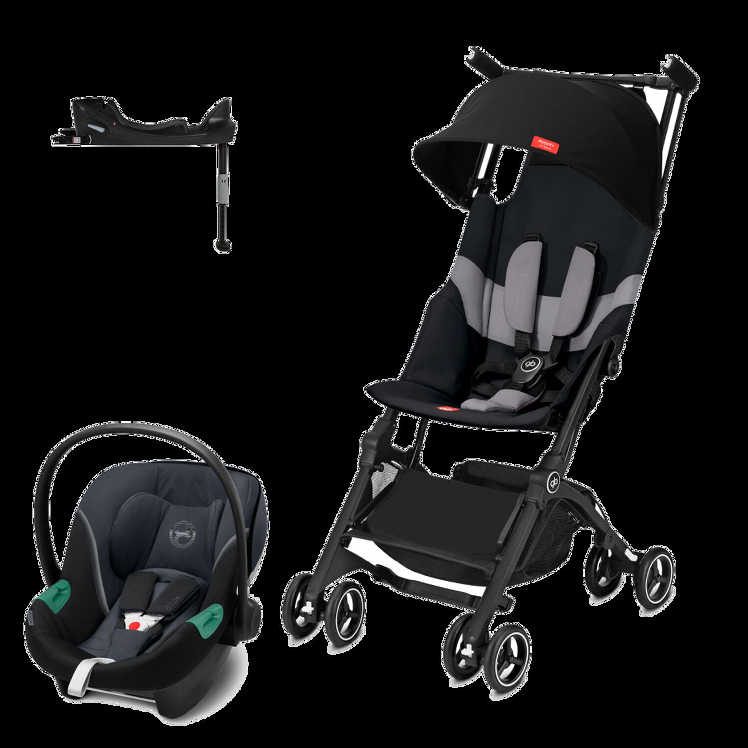 Coche Travel System Pockit Plus At V. Black+aton S2+base image number 0.0