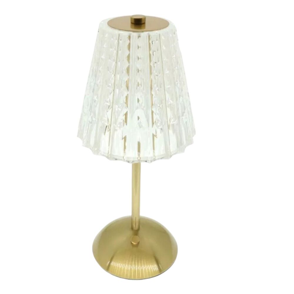 Lámpara Mesa Led Táctil Usb Decorativa Dorada Cristal image number 2.0