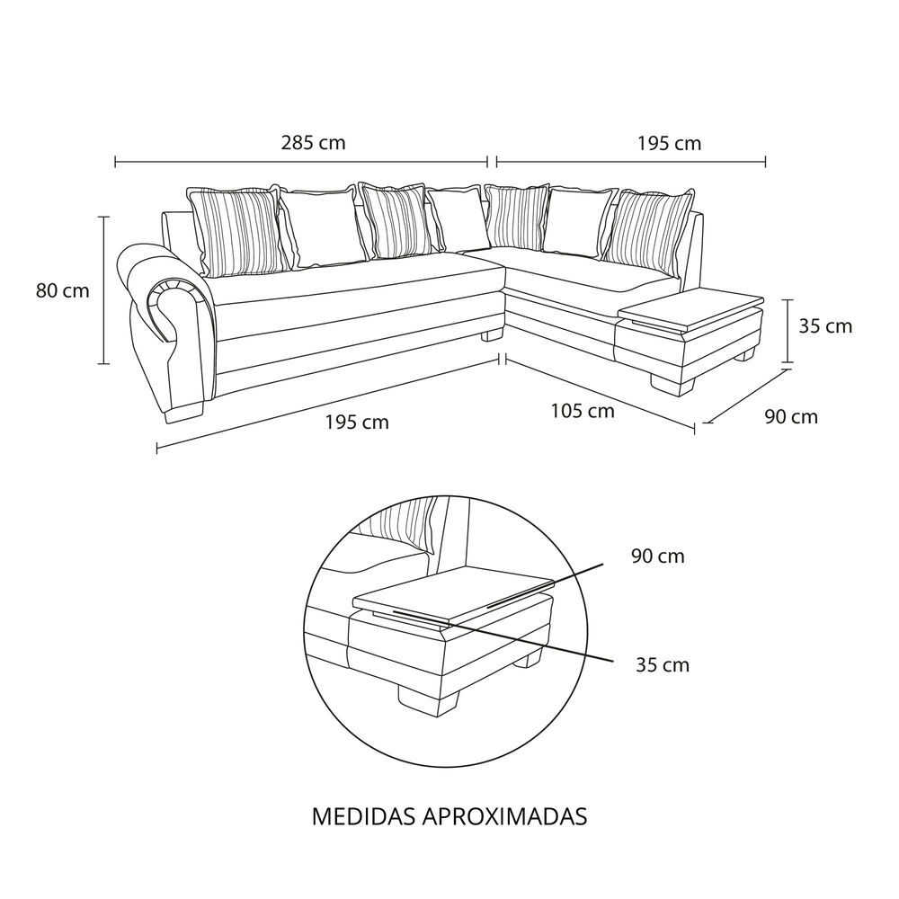 Sof&aacute; Seccional Living Factory Dakota Derecho / 5 Cuerpos image number 7.0