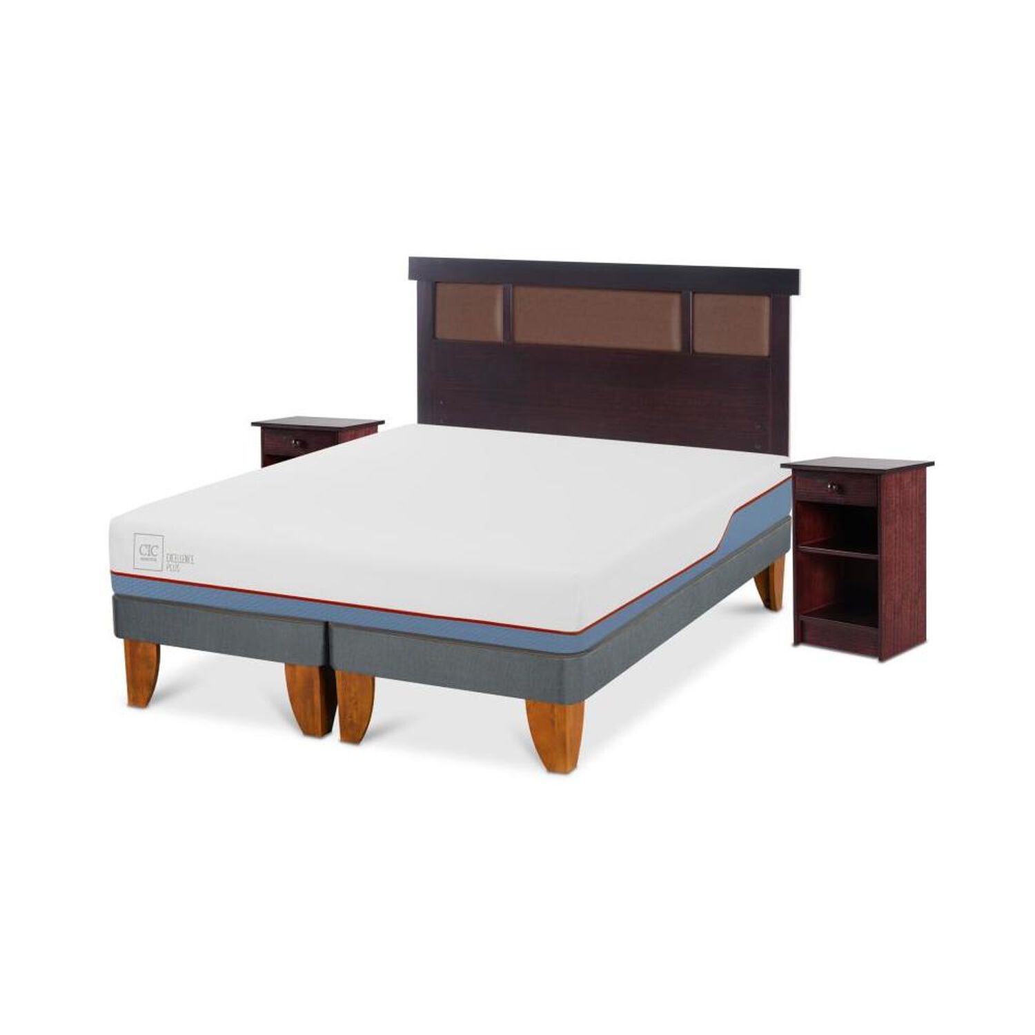 Cama Europea Cic Excellence Plus / 2 Plazas / Base Dividida + Set De Maderas image number 1.0