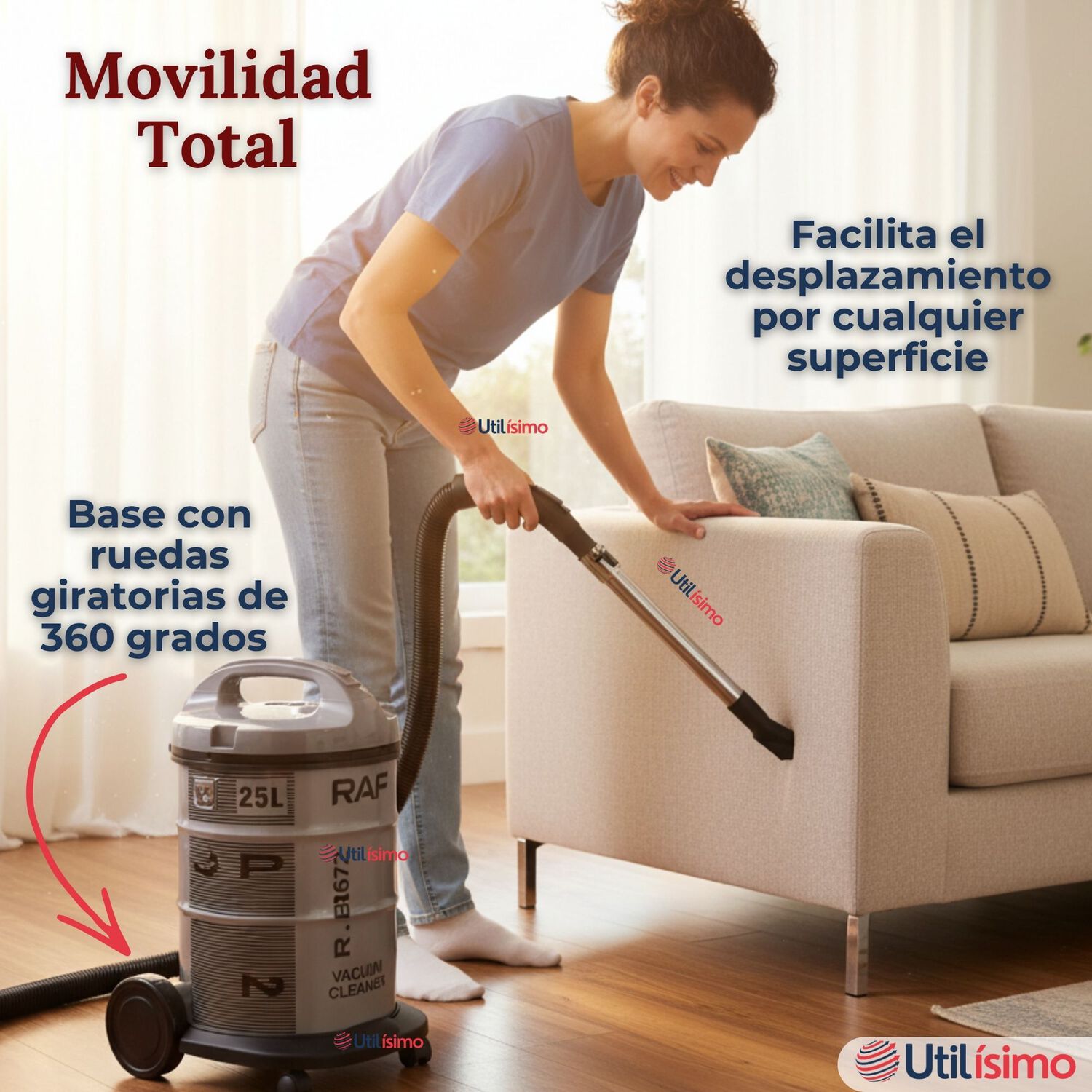 Aspiradora Vacuum Cicl&oacute;nica Succi&oacute;n Fuerte 3000w Potente 25 Litros image number 9.0