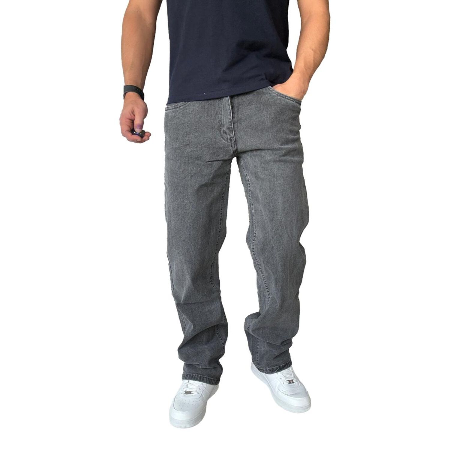 Jeans Elasticados Rectos Straight Fit Gris image number 0.0