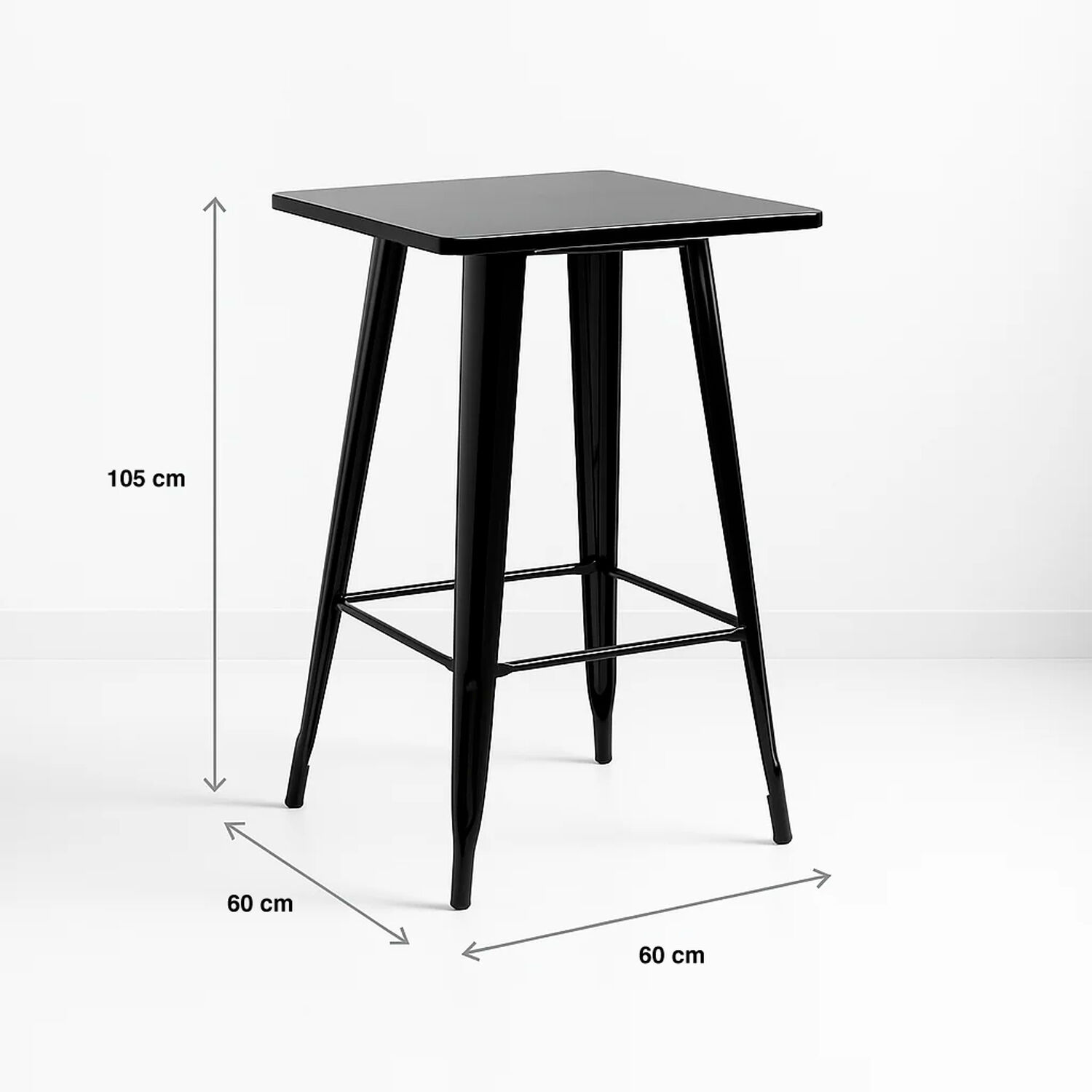 Mesa Tolix De Bar O Terraza O Restaurant 105 Cm De Alto 60x60cm - Negra image number 3.0