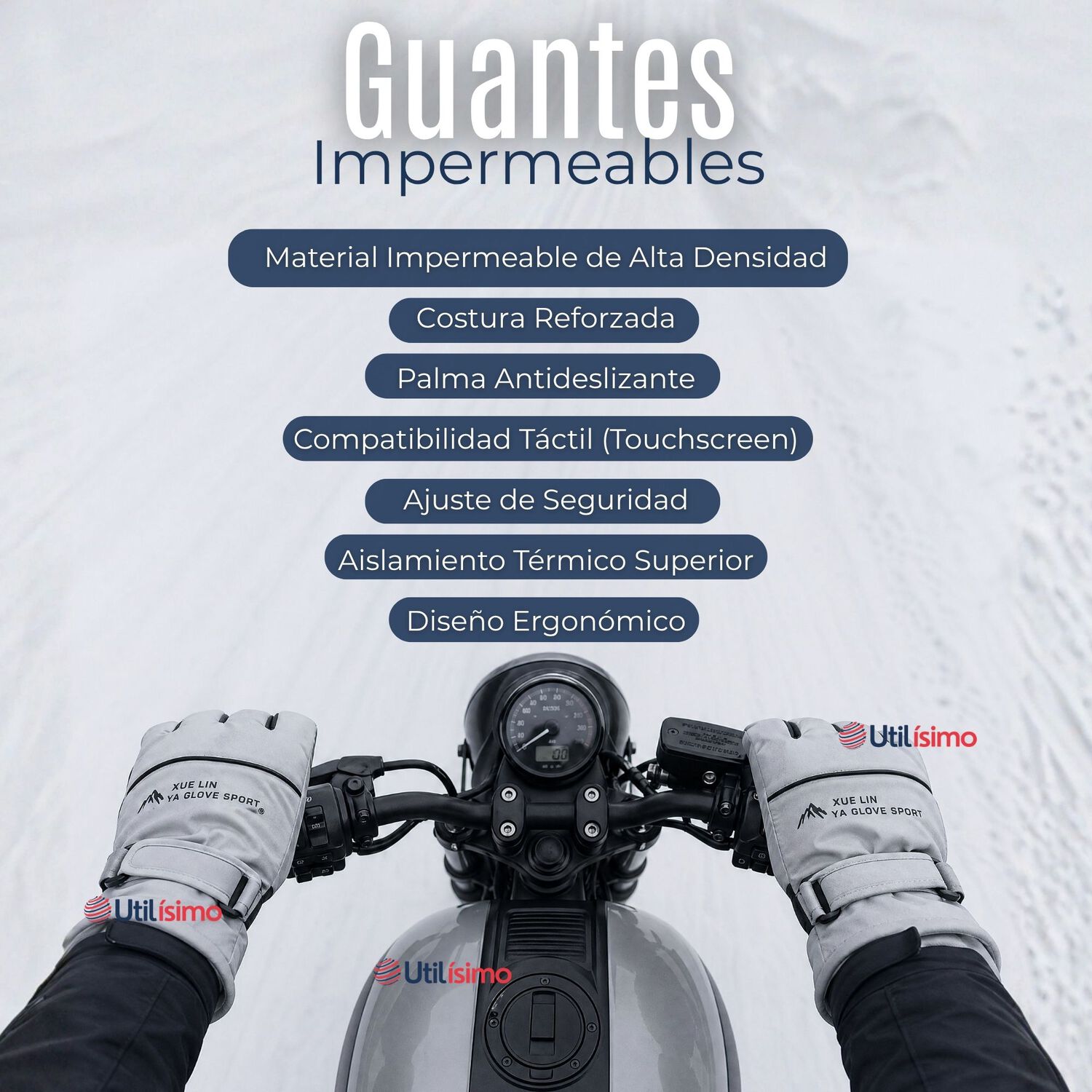 Guantes Para Moto Impermeables Surtidos Touchscreen Antideslizantes T&eacute;rmicos image number 1.0