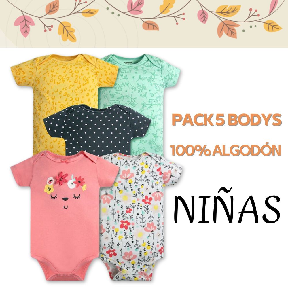 Pack 5 Bodys Ni&ntilde;a Manga Corta Tedmimak 100% Algod&oacute;n Rosa Floreado image number 4.0