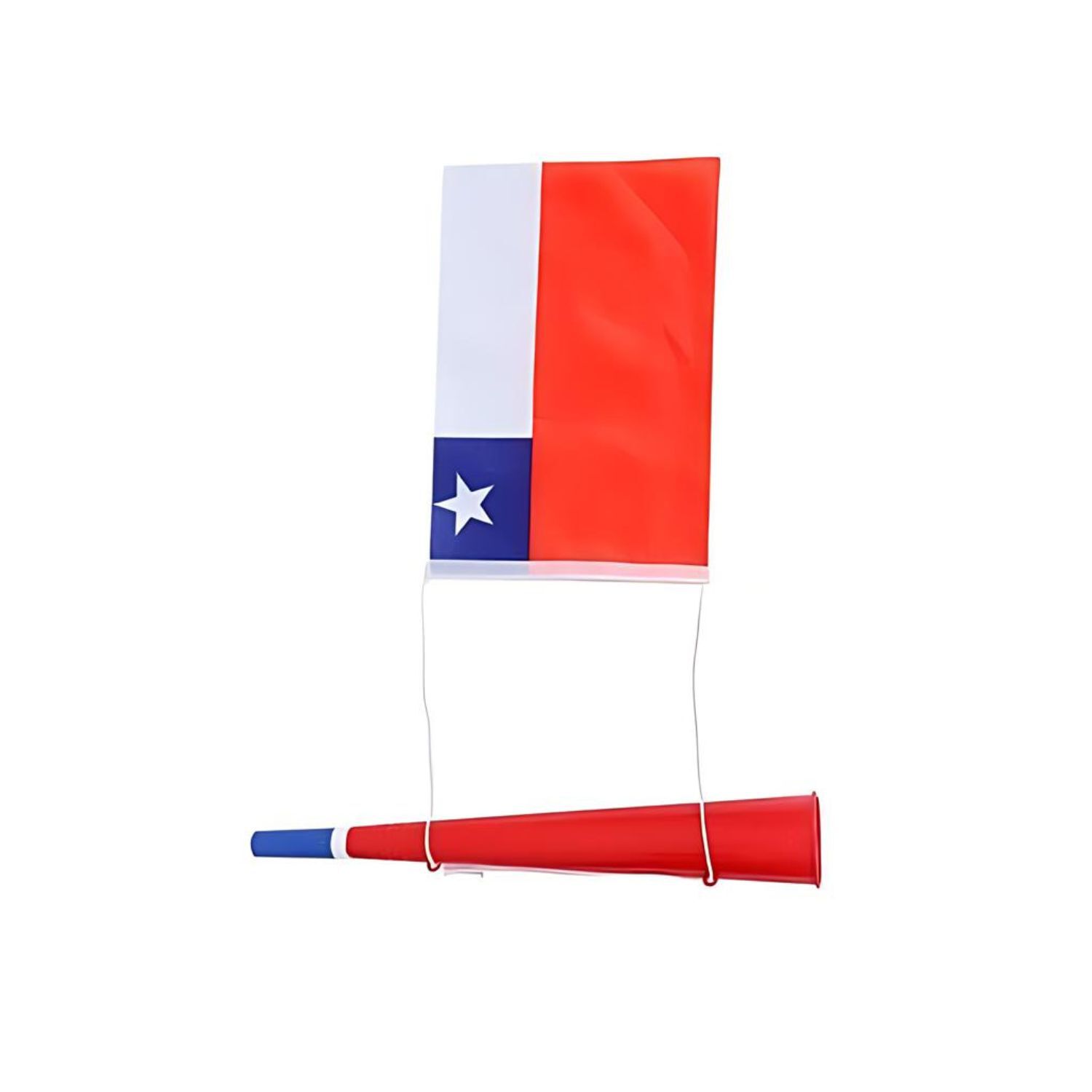 Vuvuzela Bicolor Bandera Chilena 36cm Fiestas Patrias Cotillon image number 3.0