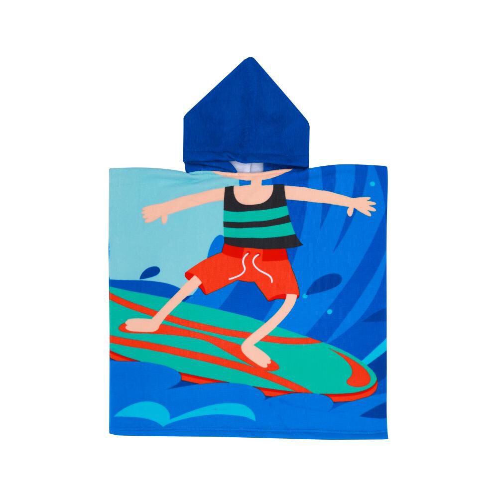 Toalla Playa Capucha Casaideal Kids Olas / 60 X 120 Cm image number 0.0