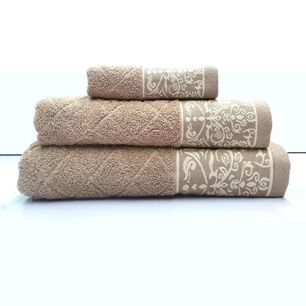 Juego Toalla Andes 3 Piezas Flores Beige