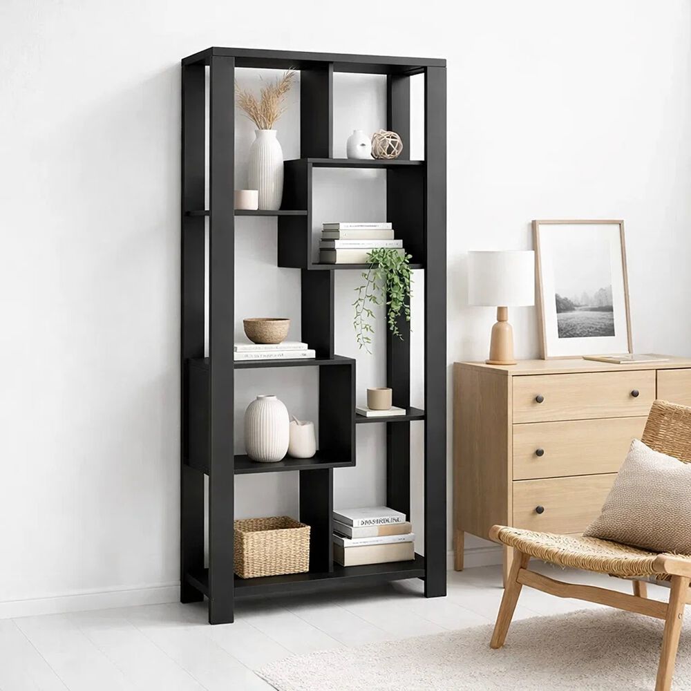 Estanter&iacute;a Prisma Noir Librero Geom&eacute;trico Moderno 39x80x180 - Negro image number 2.0